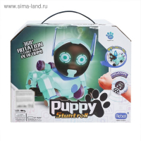Робот собака &laquo;Паппи&raquo; , с программированием, на пульте управления, интерактивный: звук, свет, на аккумуляторе, голубой