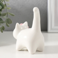 Сувенир керамика "Котик белый пухлый с розовыми цветочками" 7,8х5х10 см