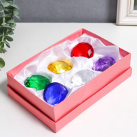 Сувенир стекло "Бриллианты" набор 6 шт d=4 см в коробке 17х12х4 см МИКС