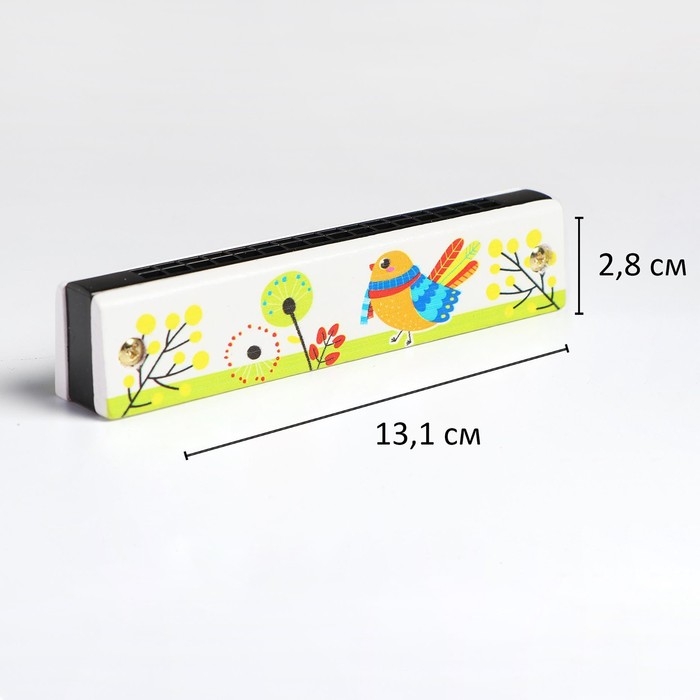 Губная гармошка &laquo;Курочка&raquo;, размер 2&times;13&times;3 см, цвет белый