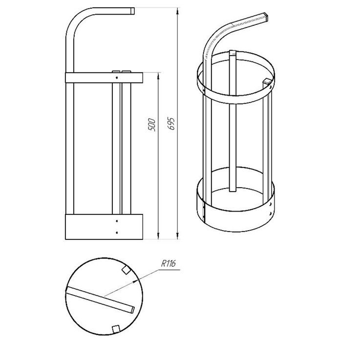 Подставка для зонтов "Минимализм", 11,6х11,6х69,5см