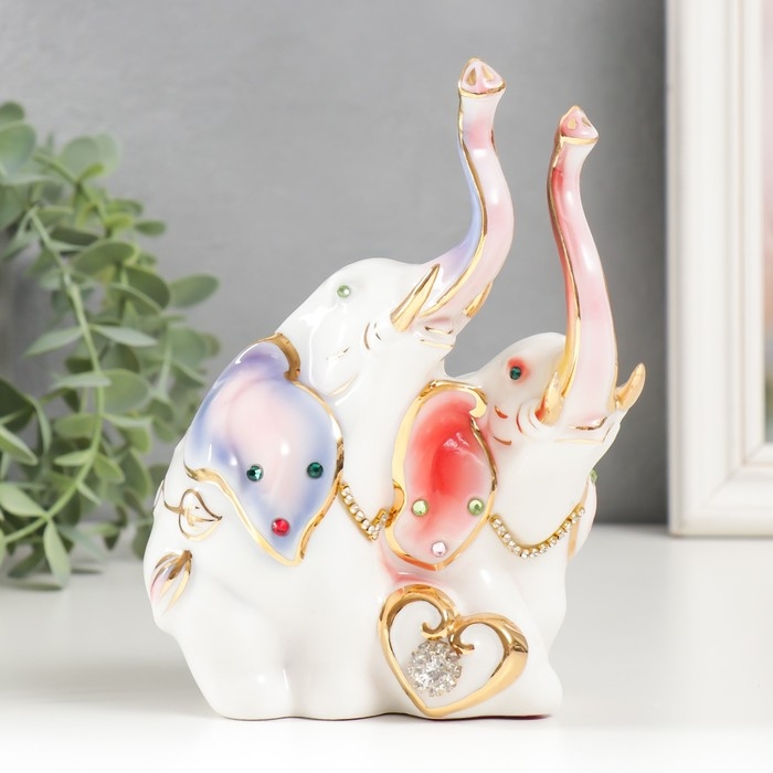 Сувенир керамика Сувенир керамика "Два слона с сердцем" стразы МИКС 16х13х7 см