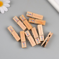 Декор для творчества дерево "Прищепка - Счастье заказывали?" набор 10 шт Декор для творчества дерево "Прищепка - Счастье заказывали?" набор 10 шт