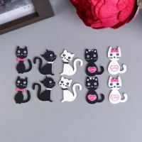 Декор для творчества дерево "Кошки чёрные и белые" набор 10 шт 2,5х2,5 см Декор для творчества дерево "Кошки чёрные и белые" набор 10 шт 2,5х2,5 см