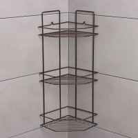 Полка угловая для ванной 3-х ярусная Эконом, 220&times;220&times;600 мм, цвет медная искра