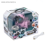 Робот собака &laquo;Паппи&raquo; , с программированием, на пульте управления, интерактивный: звук, свет, на аккумуляторе, розовый