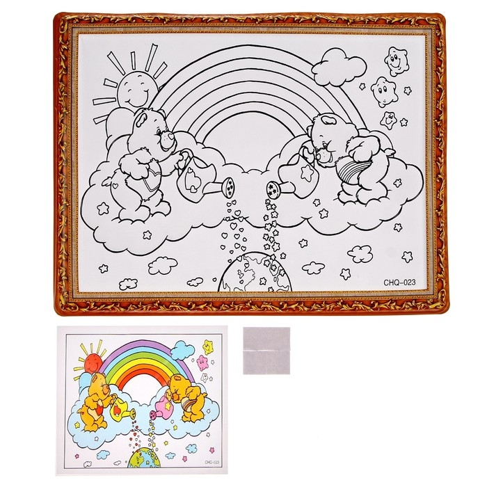 Набор для творчества: гравюра и раскраска объёмная из пластика &laquo;Милый мишка&raquo;, МИКС