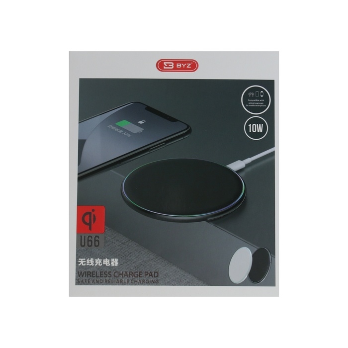 Беспроводное зарядное устройство BYZ U66, 10 Вт, 3 А, PD, чёрное Беспроводное зарядное устройство BYZ U66, 10 Вт, 3 А, PD, чёрное