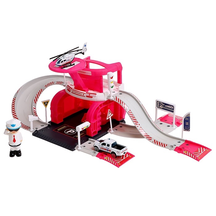 Парковка &laquo;Станция скорой помощи&raquo;, с металлическими машинкой и вертолётом