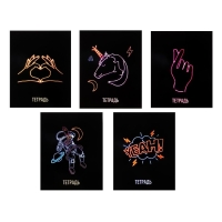 Тетрадь 48 листов в клетку Calligrata Neon, обложка мелованный картон, УФ-лак, блок офсет, МИКС