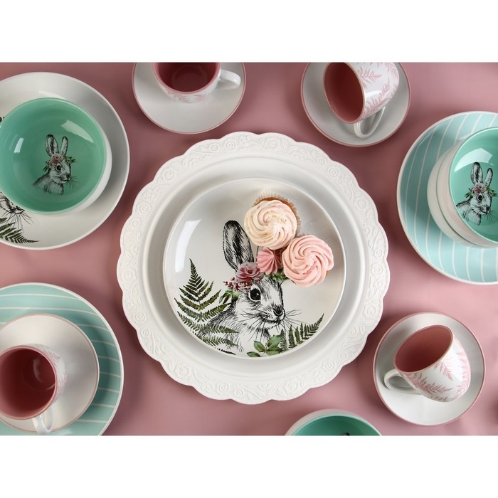 Тарелка керамическая &laquo;Папоротник&raquo;, 25.5 см, цвет белый