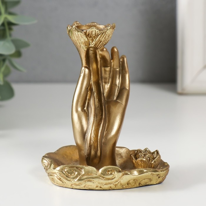 Подставка под благовония полистоун Подставка под благовония полистоун "Цветок в руке" 7х5,5х9 см