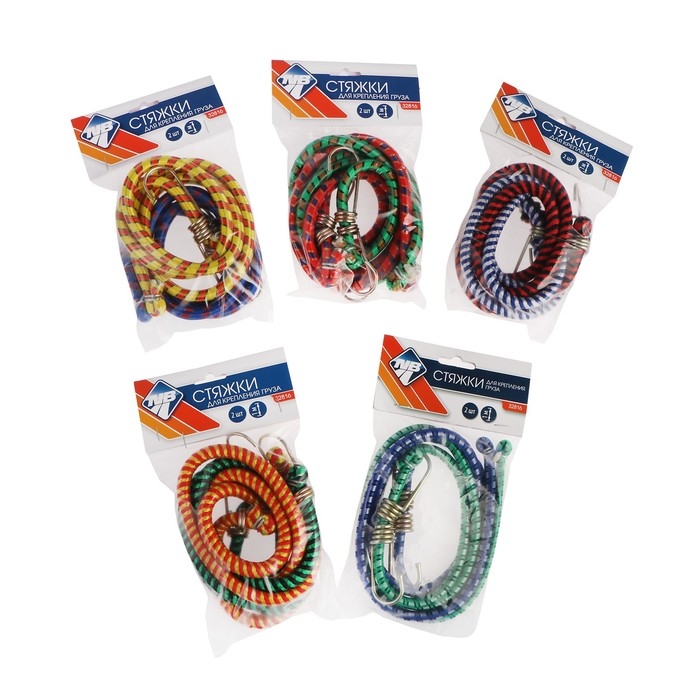 Резинка для крепления багажа Nova Bright, 100 см, металлические крючки, МИКС, набор 2 шт Резинка для крепления багажа Nova Bright, 100 см, металлические крючки, МИКС, набор 2 шт