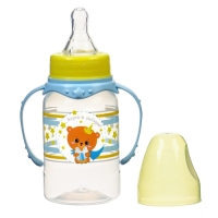 Бутылочка для кормления «Мишка принц», классическое горло, 150 мл., от 0 мес., цилиндр, с ручками Бутылочка для кормления «Мишка принц», классическое горло, 150 мл., от 0 мес., цилиндр, с ручками