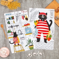 Набор кухонных полотенец Доляна &laquo;Котик на кухне&raquo; 35х60см-2шт, 100% хл