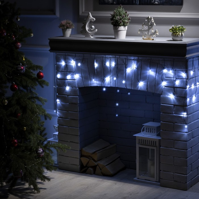 Гирлянда &laquo;Бахрома&raquo; 3 &times; 0.5 м, IP20, тёмная нить, 80 LED, свечение белое, 8 режимов, 220 В