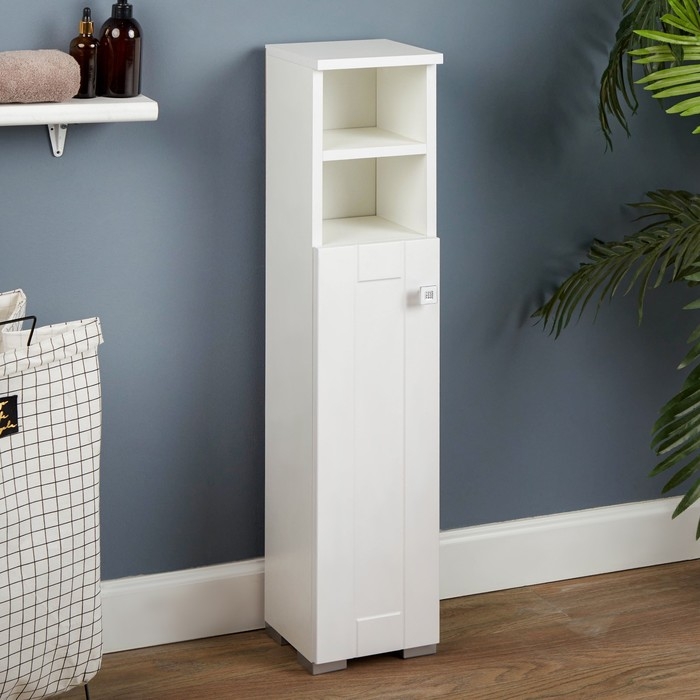 Пенал для ванной комнаты низкий "Валетта" 2 ниши, белый/белый матовый, 20х19х95см