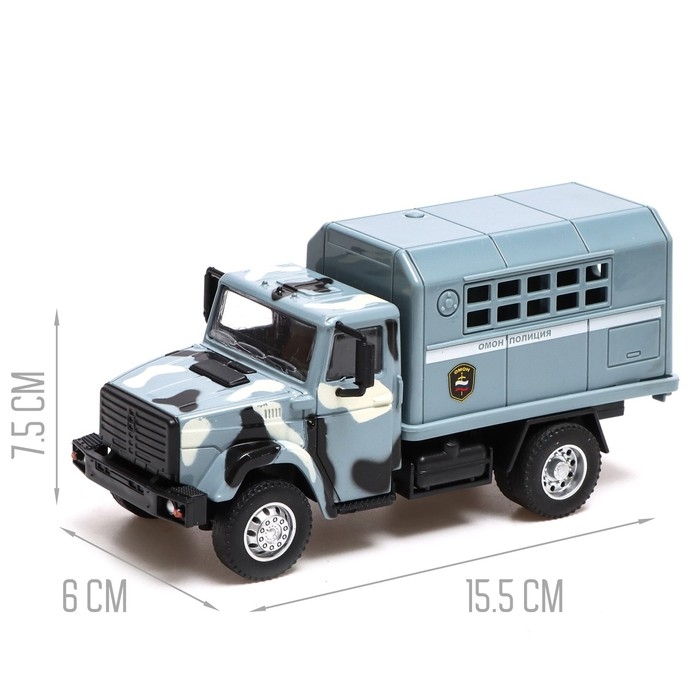 Грузовик металлический &laquo;ЗИЛ &laquo;Омон&raquo;, инерция, масштаб 1:43, подвижные детали кузова
