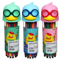 Фломастеры 18 цветов "Утка в очках", в пластиковом пенале, МИКС Фломастеры 18 цветов "Утка в очках", в пластиковом пенале, МИКС