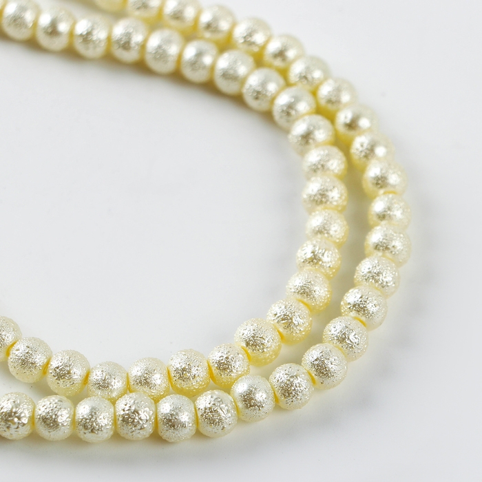 Бусины из стекла, набор 140 шт., размер 1 шт. &mdash; 6 мм, цвет белый