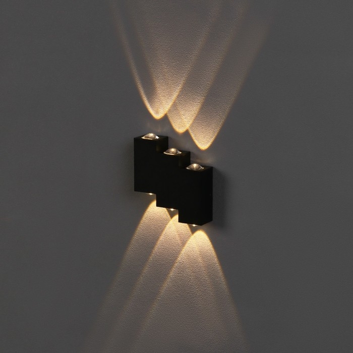 Светильник фасадный &laquo;Луч&raquo;, FSD-011, 6 Вт, 3000К, 3 луча, IP65, 220 В, металл, черный