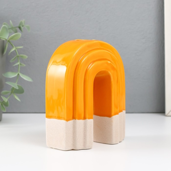Подсвечник керамика на 1 свечу Подсвечник керамика на 1 свечу "Скара" песочно-оранжевый 10,2х6х12,8 см