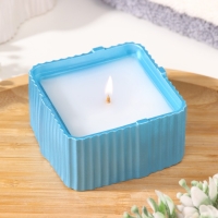 Свеча "Квадрат"в подсвечнике с узкими гранями из гипса, 7,5х3,5см, голубой Свеча "Квадрат"в подсвечнике с узкими гранями из гипса, 7,5х3,5см, голубой
