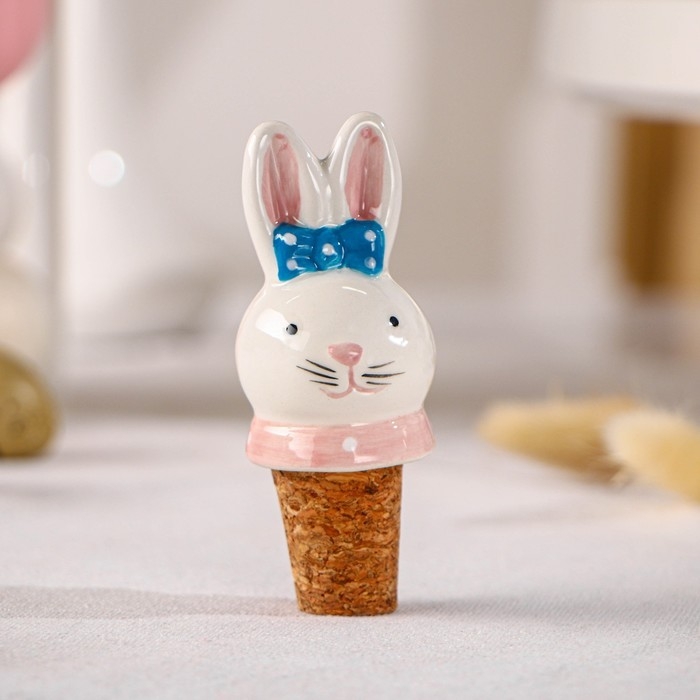 Пробка для бутылки Доляна &laquo;Зайка с бантиком&raquo;, 3,5&times;9 см