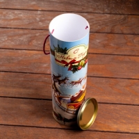 Новый год. Подарочная коробка, тубус под бутылку &laquo;Санта&raquo; 92 х 350 мм (330 мм внутр. высота).