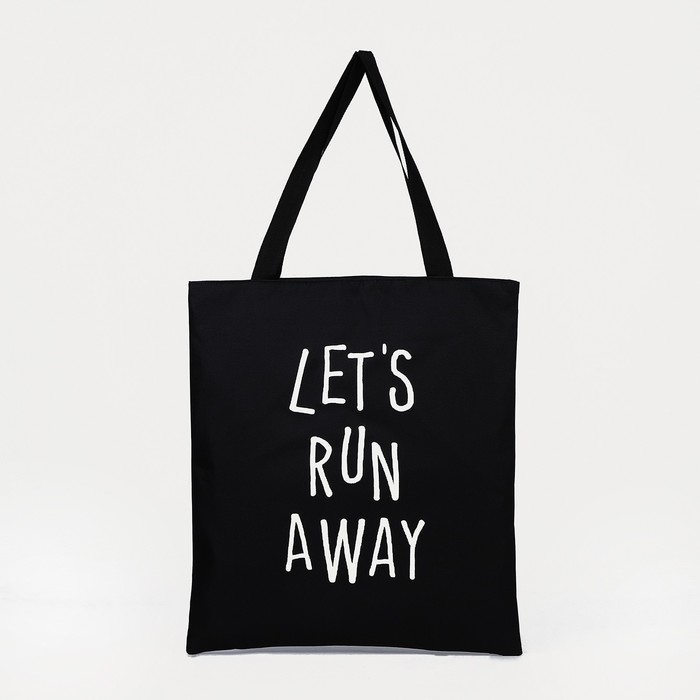 Сумка-шопер &laquo;Давай убежим далеко&raquo;, 40х35х0.5 см, без молнии, без подкладки, цвет чёрный