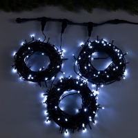 Гирлянда «Клип-лайт» 3 нити по 20 м, IP44, УМС, тёмная нить, 399 LED, свечение белое, мерцание всех светодиодов, 24 В Гирлянда «Клип-лайт» 3 нити по 20 м, IP44, УМС, тёмная нить, 399 LED, свечение белое, мерцание всех светодиодов, 24 В