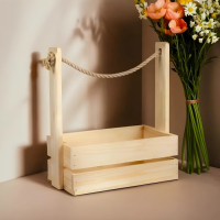 Кашпо деревянное 28×15×30 см "Аром", ручка канат, натуральная сосна Кашпо деревянное 28×15×30 см "Аром", ручка канат, натуральная сосна