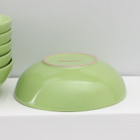 Набор тарелок керамических Доляна &laquo;Пастель&raquo;, 18 предметов: 6 тарелок d=19 см, 6 тарелок d=27 см, 6 мисок d=19 см, цвет зелёный