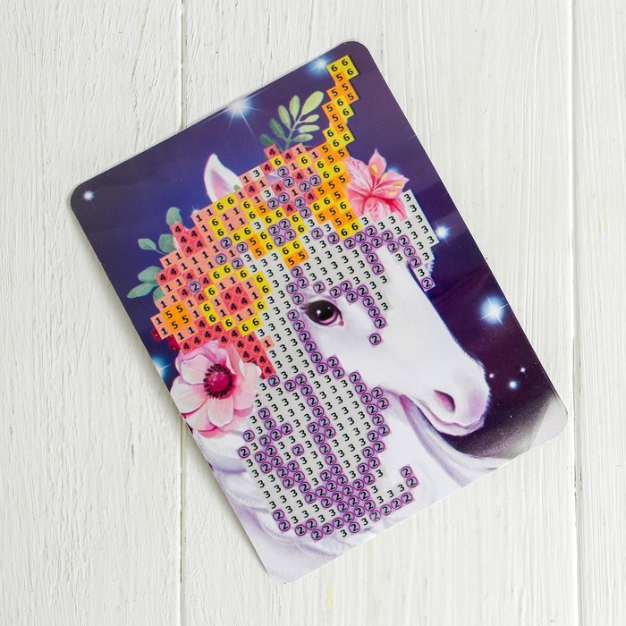 Алмазная мозаика на шкатулке с частичным заполнением для детей «Волшебный единорог», 8,5 х 11 см Алмазная мозаика на шкатулке с частичным заполнением для детей «Волшебный единорог», 8,5 х 11 см