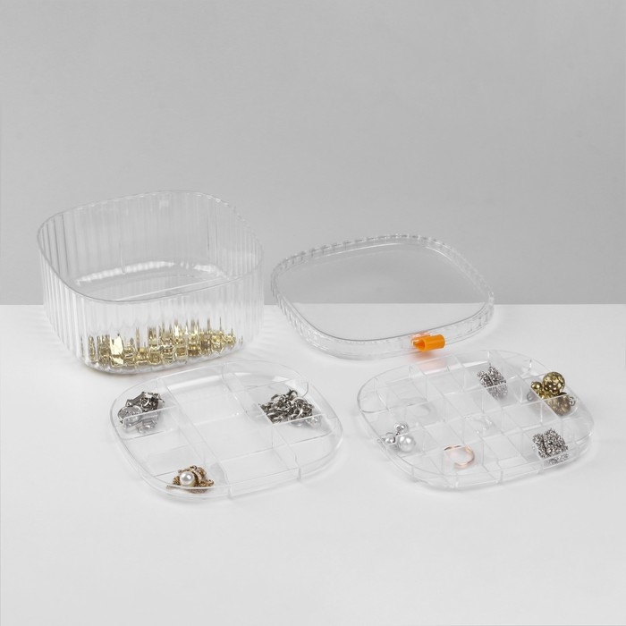 Органайзер для хранения украшений &laquo;Лео&raquo; 3 уровня, 32 ячейки, 15&times;15&times;7,5 см, цвет прозрачный