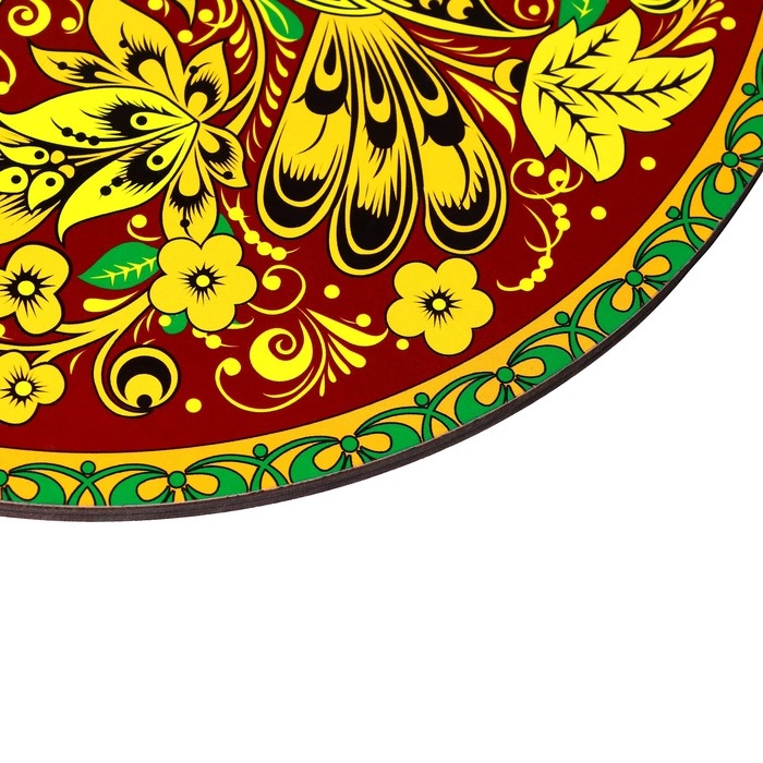 Доска разделочная и сервировочная круглая кухонная Доска разделочная и сервировочная круглая кухонная "Городецкая роспись", 25,5 см