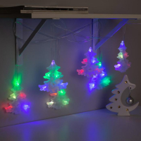 Гирлянда &laquo;Нить&raquo; 2 м с насадками &laquo;Ёлка матовая&raquo;, IP20, прозрачная нить, 30 LED, свечение мульти (RG/RB), мигание, 220 В