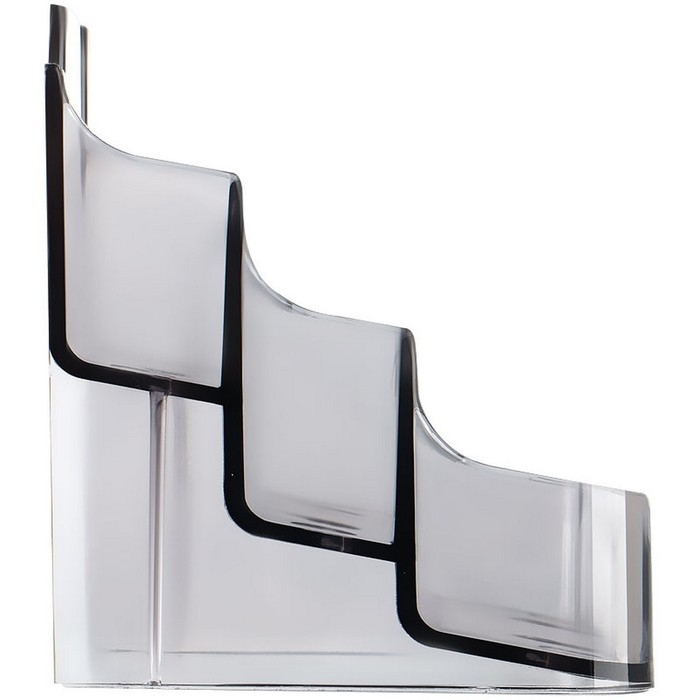 Подставка для визиток Стамм, 3 отделения, тонированная, серая