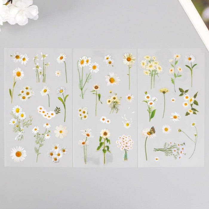 Наклейки пластик "Ромашки" набор 6 листов 10х18 см