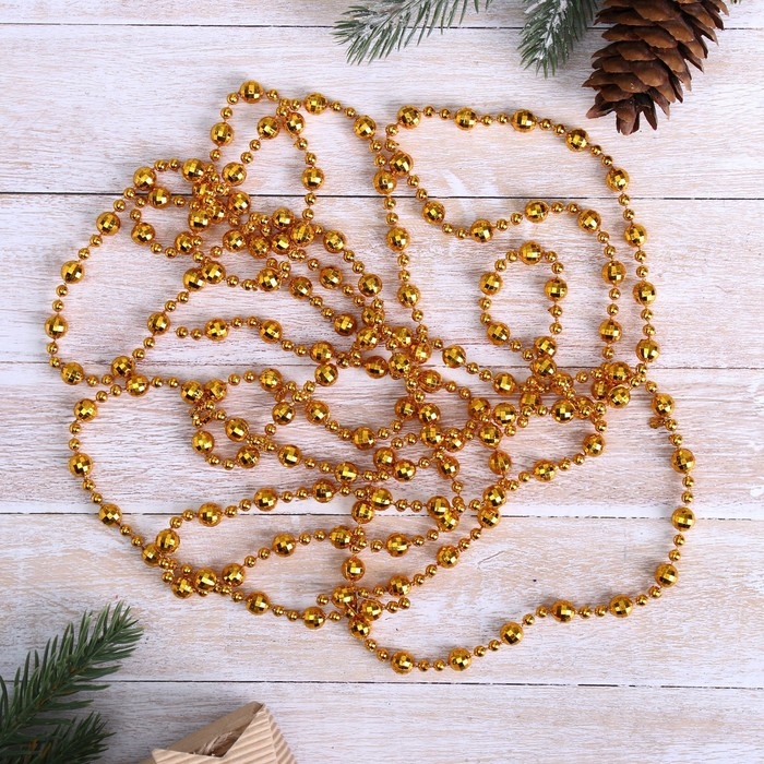 Бусы на ёлку 2,7 м d-8 мм Бусы на ёлку 2,7 м d-8 мм "Шарики рельефные" микс