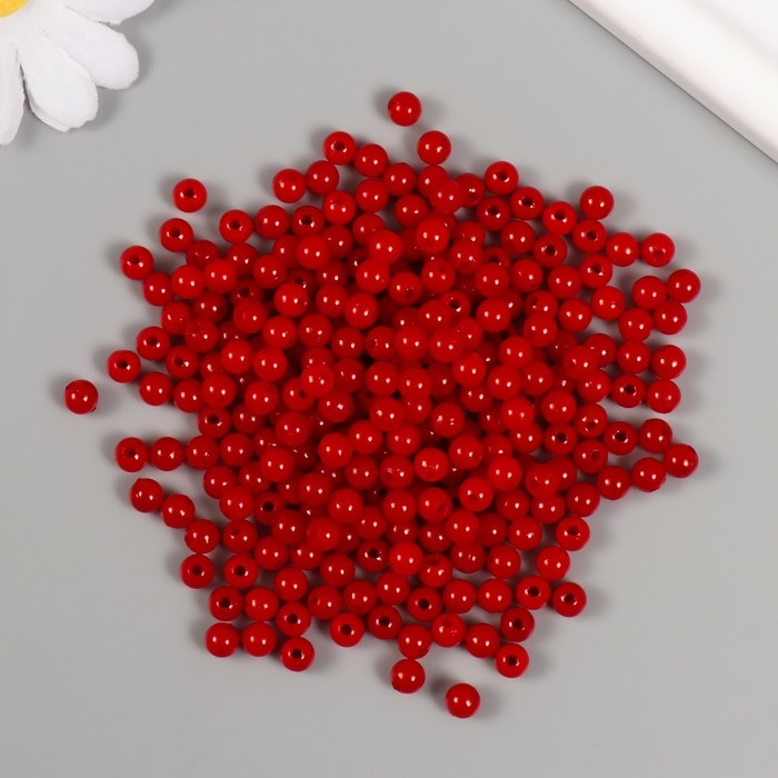 Набор бусин "Жемчуг" d 6 мм, 250 гр, красный