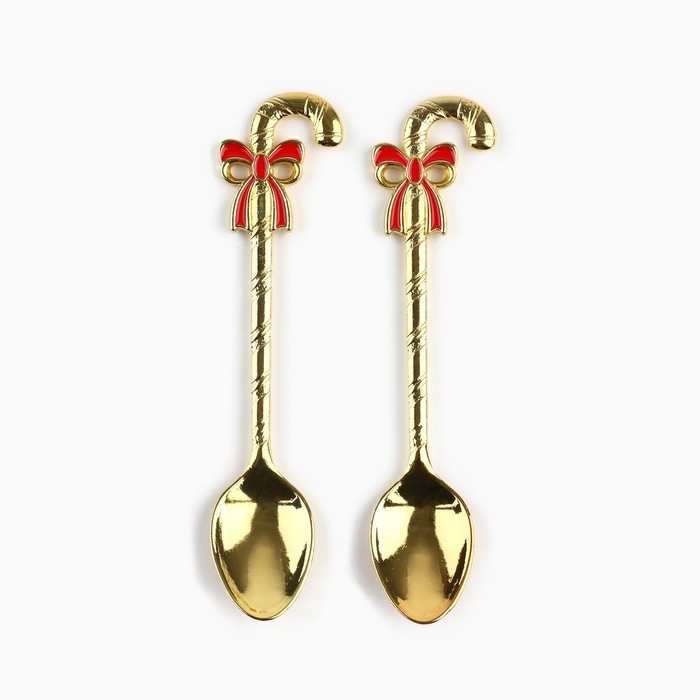 Ложки новогодние чайные с формовой ручкой &laquo;Новый год: Счастья в Новом году&raquo;, 11 х 3 см