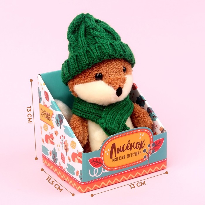 Новогодняя мягкая игрушка &laquo;Лисёнок в шапке и шарфике&raquo;, на новый год