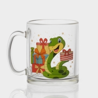 Кружка стеклянная чайная &laquo;Новогодние змейки&raquo;, 320 мл, МИКС