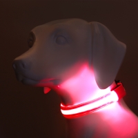 Ошейник с подсветкой Двойная полоса размер М, ОШ 40-48 х 2,5 см 3 режима свечения розовый