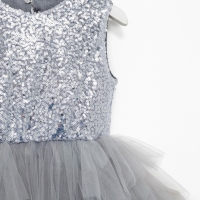 Платье для девочки с пайетками KAFTAN, размер 28 (86-92), цвет серый