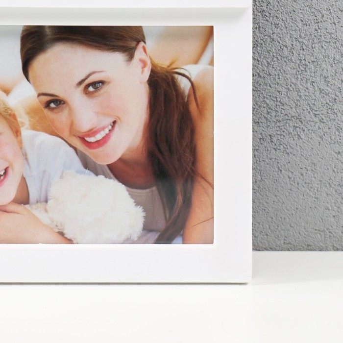 Мультирамка с часами 5 фото (13х18/2 шт, 10х15/3 шт) пластик, цв. белый