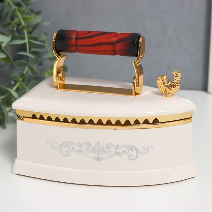 Шкатулка музыкальная механическая Шкатулка музыкальная механическая "Ретро утюг" белый 9х16х12 см