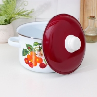 Кастрюля эмалированная &laquo;Черешня&raquo;, 4 л, индукция, цвет белый