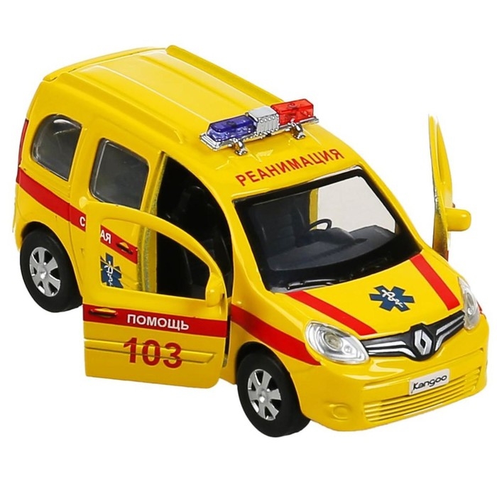 Машина металлическая &laquo;Renault Kangoo реанимация&raquo;, 12 см, открываются двери и багажник, цвет желтый